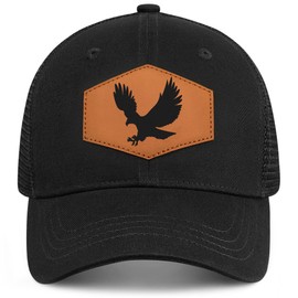 Eagle Baseball Cap for Eagle Lovers,Leather Trucker Hat Snapback Hat for Men Women Brown