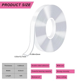 ZoYue Strong Double-Sided Tape, Heavy Double-Sided Tape for Walls, Clear & Sturdy Mounting Tape, Removable Wall Tape for Hanging Pictures, Posters, Carpets (30 ft)