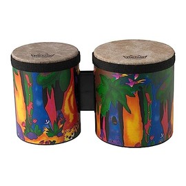 Remo KD-5400-01 Kids Percussion Bongo Drum - Fabric Rain Forest, 5"-6"