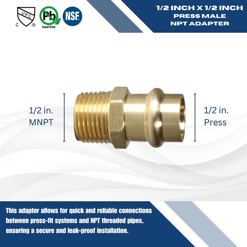 XFITTING Brass Press 1/2 inch x 1/2 inch Male NPT