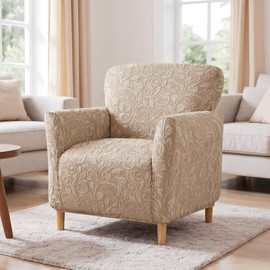 LiveGo Stretch Banquet Chair Cover, Knitted Chair Covers with Armrests, Non-Slip Waterproof Chair Covers for Living Room, Office, Reception and Pet Friendly Furniture Protector(Brown-A)