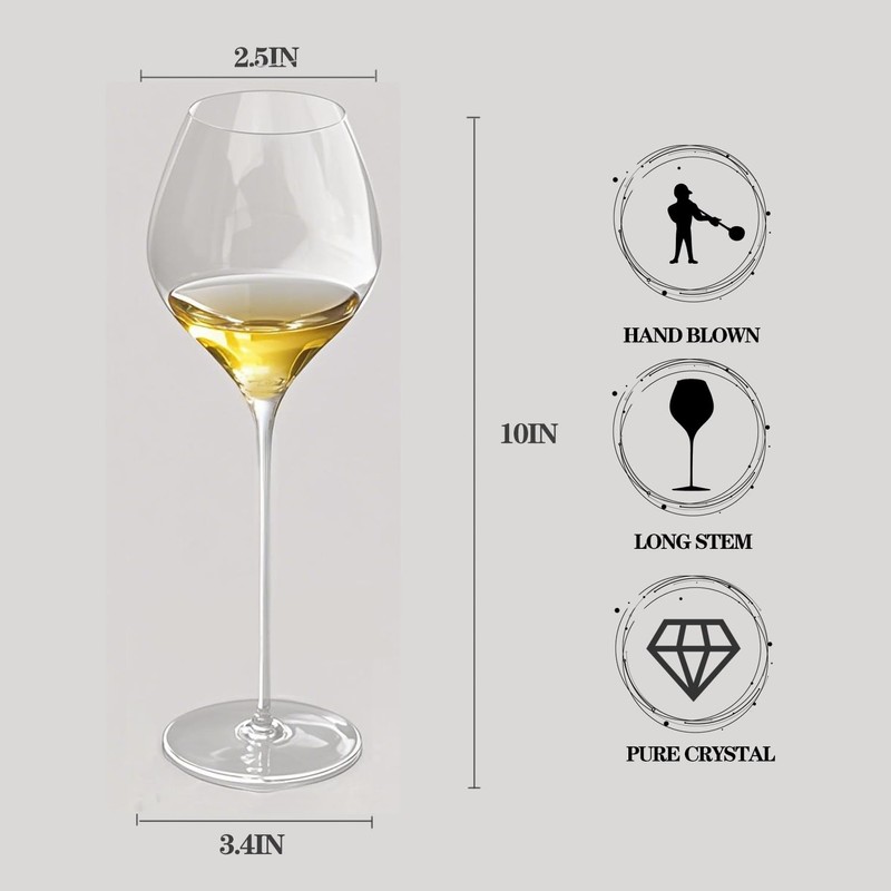 HUKNFC Wine Glasses Set of 4, Ultra-Thin Premium Crystal Glasses