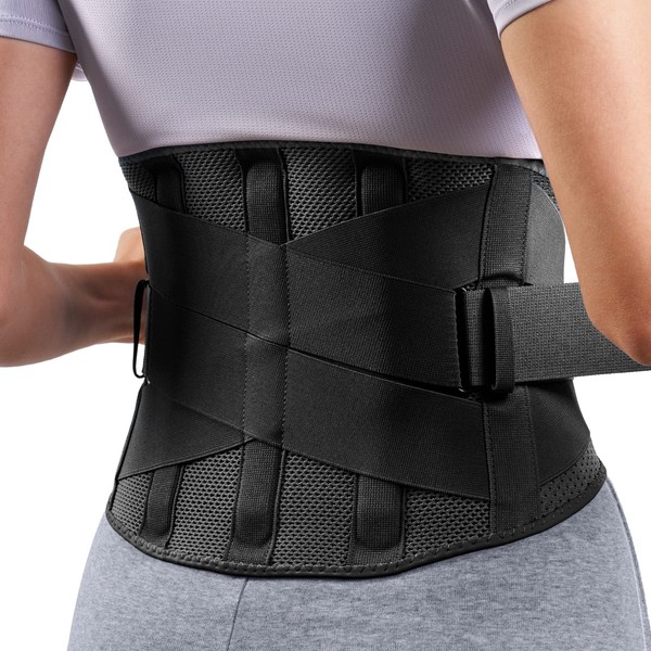 FREETOO Back Brace for Women Men Lower Back Pain Relief with 5 Anatomical Stays, Knitted Back Support Belt for heavy lifting, Durable Lumbar Support Brace for Sciatica Herniated Disc