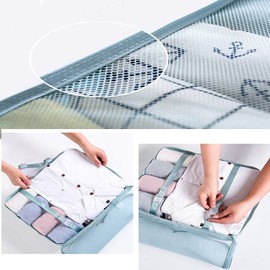 LANGUGU Compression Travel Luggage Organizers 6 Set, Mesh Clothes Bags Luggage Travel Packing Cubes with Bra Underwear Bag for Carry-on Luggage, Suitcase and Backpacking Accessories (Gray)