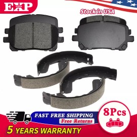 EXPPOWER For 2003-2008 Toyota Matrix Pontiac Vibe FWD Front & Rear Brake Pads + Shoes Kit