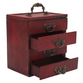 HEEPDD Retro Jewellery Organiser Case 4 Layers Drawer Vintage Wooden Jewellery Box Large Capacity Easy to Use for Home