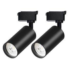 Bravsekai Black LED Track Lighting Heads, 2-Lights 10W Dimmable Track Lights Head with Single-Circuit H Type Track Light Rails 6000K Cold White Ceiling Spotlight Fixture for Indoor Home Commercial