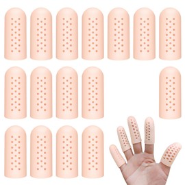 Hongliang 16Pcs Gel Finger Cots with Air Holes,Breathable Protectors for Finger Tips - Ideal for Wound, Cracking,Writing & Housework,Multi - Scene Hand Care