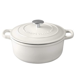EDGING CASTING Enameled Cast Iron Covered Dutch Oven with Dual Handle, Dutch Ovens with Lid for Bread Baking, Safe to 500 degrees, 3.5 Quart, White