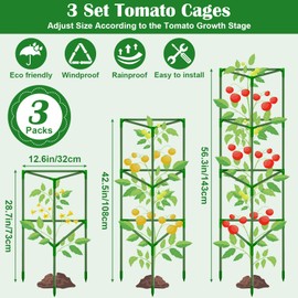 3 Packs Fiberglass Tomato Cages for Garden, 56 Inch Tall Tomato Plant Support, Adjustable Tomato Stakes Plant Climbing Trellis for Garden Vegetables Fruits, Tomato Support Cages with Tomato Clips