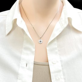 Tiny and Dainty Sterling Silver Compass Necklace for Women, Graduation Gift Necklace for Daughter Niece or Granddaughter, High School Graduation Gift (16 inches plus 2-inch extender)