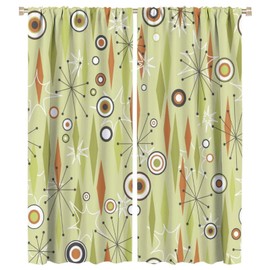 JESTRONRY Mid Century Curtains,Vintage 1950s Modern Retro Atomic Pattern Blackout Rod Pocket Window Drapes for Living Room Bedroom Kitchen Bathroom Home Decor 42x54in