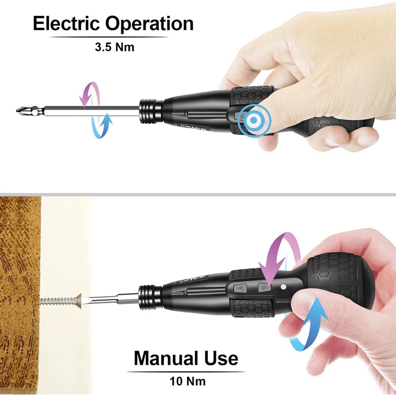 3.6V Cordless Electric Screwdriver - 3.5Nm Torque & Rust-Proof Bits,