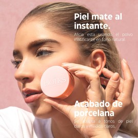 Biotiks Polvo matificante, control de grasa, Avena, Arroz, Caléndula, Vitamina C, Vitamina E, FPS 20, Para Piel Grasa con tendencia a acné, piel sensible, Acabado de Terciopelo. (natural, normal)