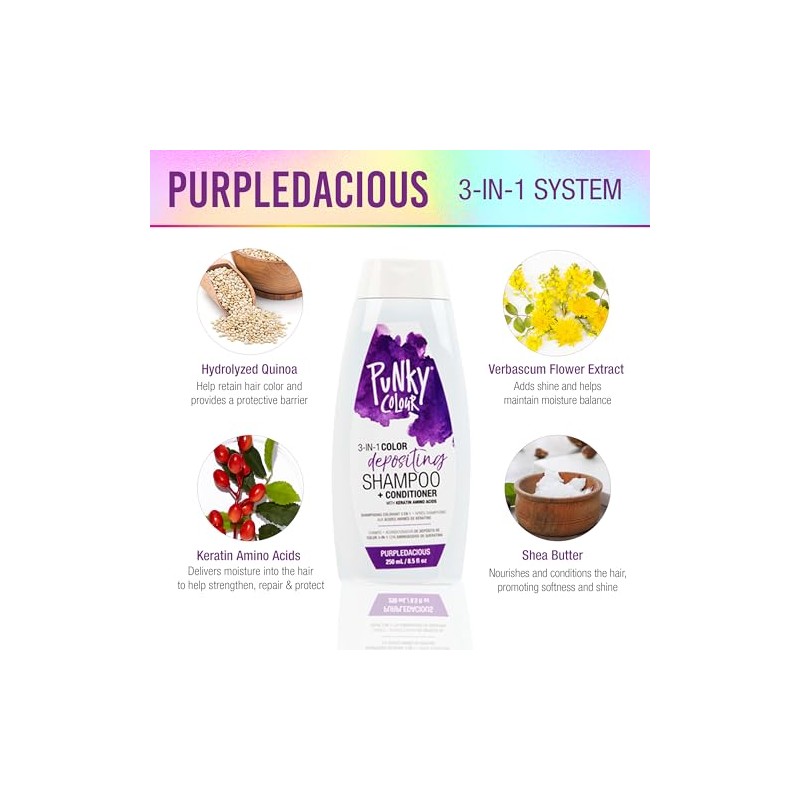 Punky Colour 3-in-1 Color Depositing Hair Cleanser & Conditioner, 8.5