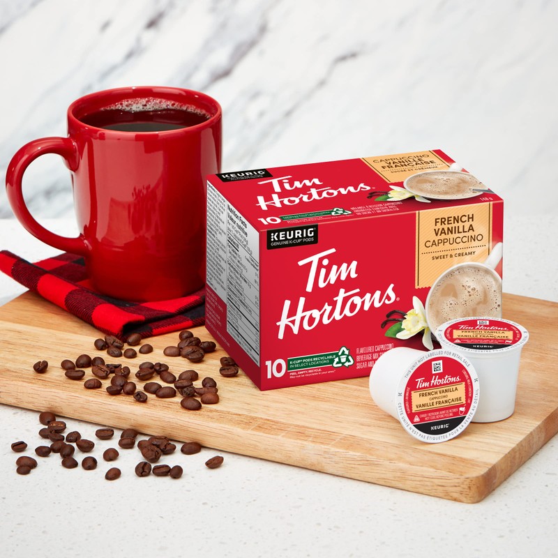 Tim Hortons French Vanilla Cappuccino Flavoured Coffee, Single Serve Keurig