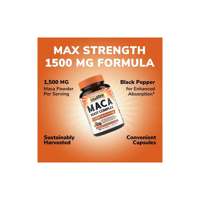 Vitalibre Maca Root 1500 Mg 90 Cápsulas Para Hombres