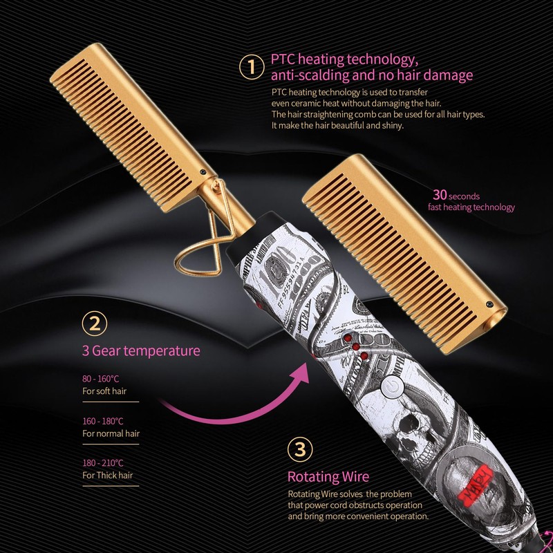 Hot Comb Electric Hair Straightener Comb for Women