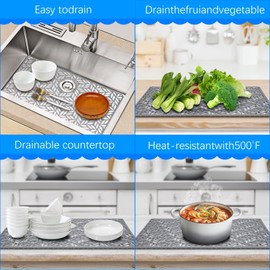 QKVCX Silicone Sink Protectors - 2PCS, 28.25"x15.25", Bottom Protectors for Farmhouse Stainless Steel & Porcelain Sinks with Rear Drain Hole