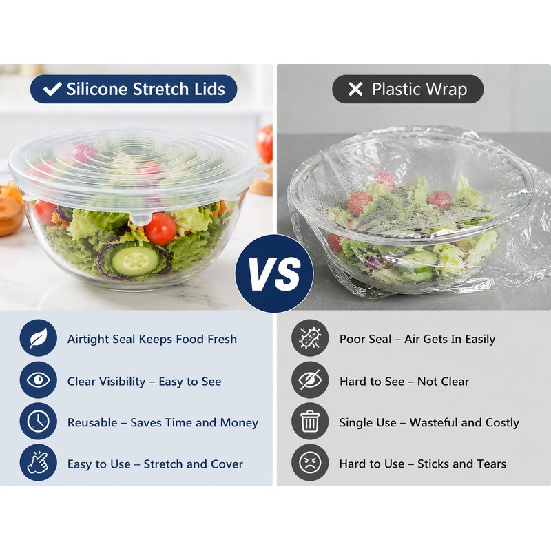Silicone Stretch Lids for Food Storage – Reusable Elastic Covers