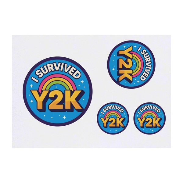 4 x 'I Survived Y2K' Temporary Tattoos - Water Resistant,