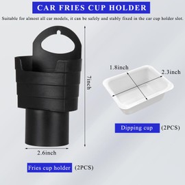 Suvnie 2 PCS Car Vent Sauce Holder, Auto Vent Dipping Sauce Holder with Jam Box Replacement, Air Vent Mini Dipping Holder for Ketchup and Sauce, Car Accessories for Eating (Red-Black Fry Holder)
