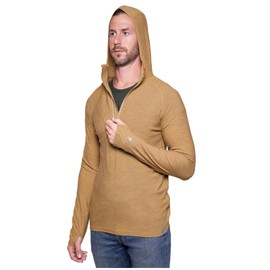 MERIWOOL Men’s Base Layer Hoodie Lightweight Merino Wool Long Sleeve Thermal Sand