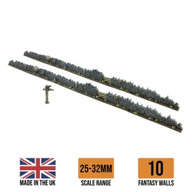 War World Gaming Detailed Fantasy Walls (Set of 10) - 25 mm - 32 mm Tabletop Games Terrain Model Building Terrain Construction Wall Landscaping Model Diorama Miniature Accessories