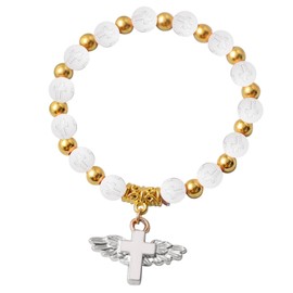 Evil Eye Rosary Bracelet for Women Cross bracelet Gold Catholic Rosary Beads Bracelets Good Luck bracelets Pink Blue Evil Eye Jewelry Gift for Girls Teen