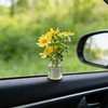 houlishu 3-Pack Daisy Flower Car Decor, Cute Dashboard Mini Vase