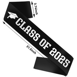 Class of 2025 Sash - 2025 Graduation Sash, Senior 2025 Graduation Supplies, 2025 Graduation Celebrations Sashes (Black, White)