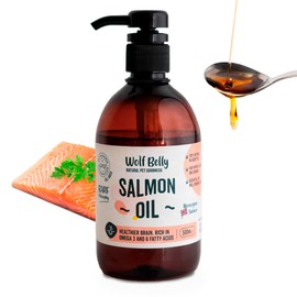 Wolf Belly - Salmon Oil Dogs (500 ml) Norwegian Salmon Oil for Dogs, Salmon Oil Cat Fur, Natural Fish Oil for Dogs Joints, Omega 3 for Dogs, Barf Oil Dog, High Dose Supplement