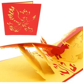 PopLife® Rising Phoenix 3D Pop Up Card for All Occasions - Fathers Day Pop Up Anniversary Card, Get Well, Happy Birthday, Retirement - Mythical Animal, New Beginning, Start Fresh, Magical Creature