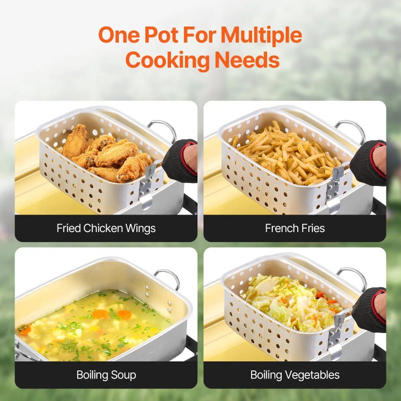18 Qt Aluminum Propane Fish Fryer Kit Double Basket Outdoor