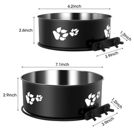 Dog Crate Bowls Hanging 2 Pack, ShineMe Hanging Food and Water Bowl for Dog Cage, Crate, Kennel - No Spill Metal Feeder Crate Bowls for Large and Medium Dogs (7.1x2.9” & 6.2x2.6”)