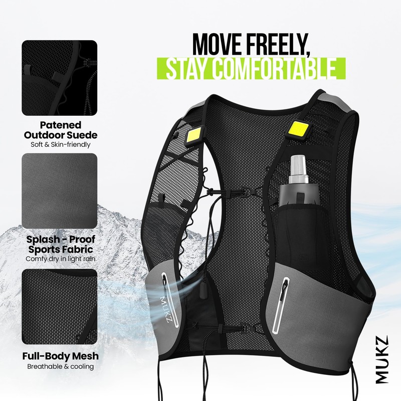 MUKZ LED Running Vest - Unisex, Adjustable, Lightweight and Breathable