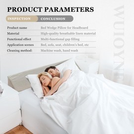 WUIOYNF Bed Wedge Pillow for Headboard, Mattress Wedge Stopper Pillow, Bed Gap Filler, Close The Gap (0-12") Between Headboard and Mattress, Stop Losing Your Pillows(Queen-60x10x8in-Dark Brown)