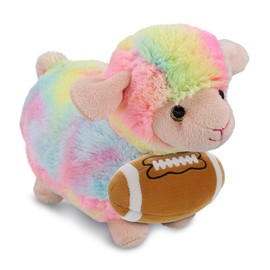 DolliBu Rainbow Sheep Stuffed Animal with Football Plush - Huggable Playtime Plush Toy, Cute Farm Life Gift, Plush Doll Animal Toy for Kids and Adults with Name Personalization - 7 Inches