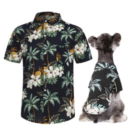 Hawaii Dog Shirt, Pet Summer T-Shirts Dog Style Floral Breathable Cool Clothes Hawaiian Shirts for Small Dogs and Cats Owner and Pet Shirts are Sold Separately