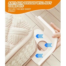 4 Pcs Bed Sheet Holder with Lock Strips, 4 Pieces Removable Bed Sheet Clips with 4 Pack Triangle Bed Sheet Straps Fasteners Set Anti Slip for Mattress Protector Blanket Bedding Fit to All Bed Sizes