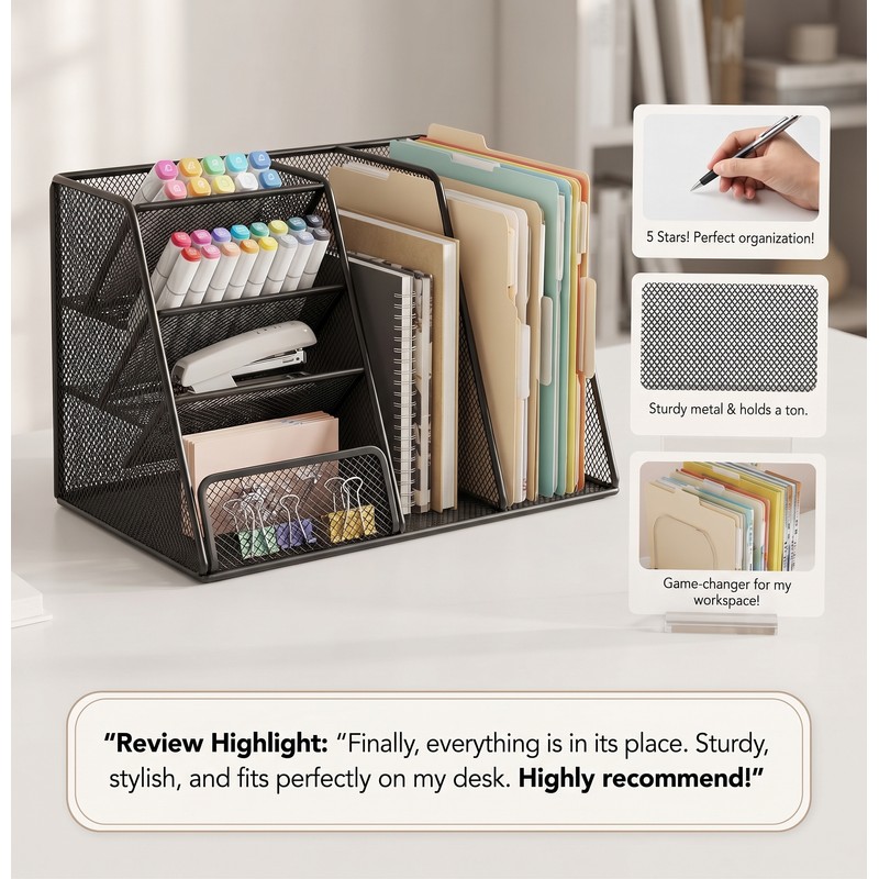 Metal File Rack Organizer for Office & Home Use –