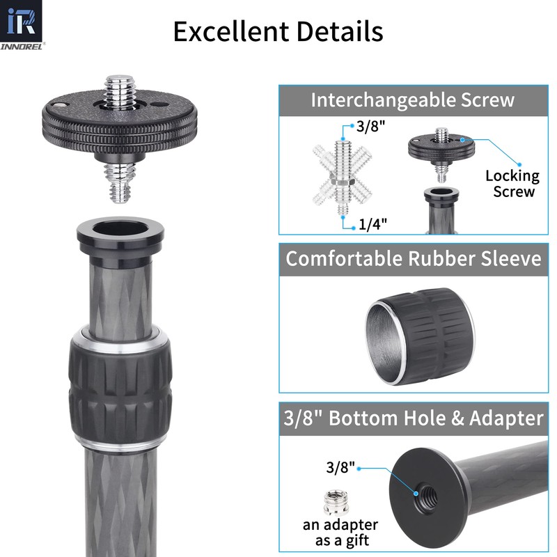 INNOREL ER222C Universal Carbon Fiber Tripod Center Column Extension Pole