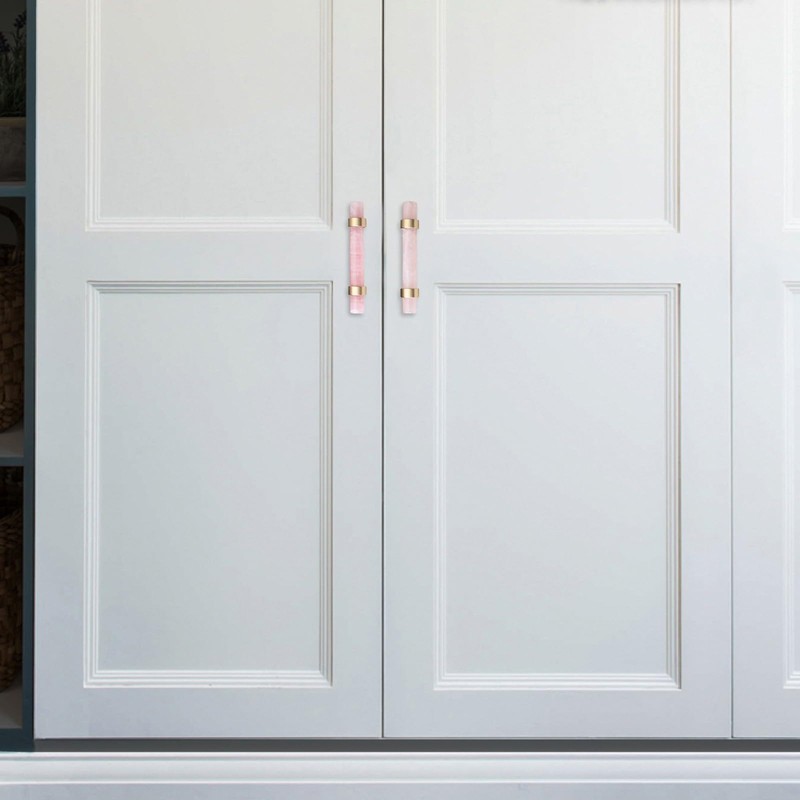 Rockcloud Pack of 2 Rose Quartz Crystal Stone Drawer Pulls