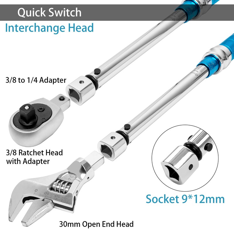 FTGear Adjustable Torque Wrench, 10-60 N.m Torque Wrench with 30mm