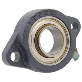 [2-Pack] SALF206-20G - 2-Bolt Flange-Mount Ball Bearing Unit, Insert Bearing SA206-20G, Cast Iron Housing LF206, Bore Shaft 1-1/4 in (31.75 mm), Set Screw Locking, 4.45 in (113.03 mm) Flange Length