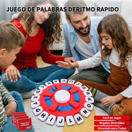 KOESOKME Juego De Mesa Español Juego De Palabras Rápido Juego De Mesa Familiar Y Compite contra El,Cronómetro para Ser El Último Jugador Juego De Aprendizaje Genial para Todas Las Edades (Rojo)