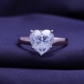 3 Carat Heart Shape Lab Created Moissanite Diamond Solitaire Engagement Ring In 14K Rose Gold Plated 925 Sterling Silver Jewelry (VVS1 Clarity, 3.00 Cttw)-7