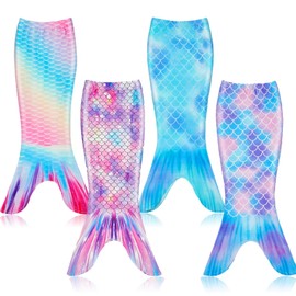 Toulite 4 Pcs Mermaid Tail for Party Favor Mermaid Tails for Girls Dress up for Valentines Party Gifts(Size 4,Cute Color)