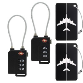 THJOPOKEEL Candados para Maletas TSA, Conjunto de 2 Candados y 2 Etiquetas de Equipaje, Cerradura de Combinación para Viaje, Candado Flexible de Cable para Maleta de Viaje