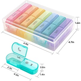 Extra Large Weekly Pill Organizer 2 Times a Day, 7 Day Pill Box Case AM PM Portable Travel Medicine Organizer Box Big Compartments for Pills Vitamin Fish Oil Supplements Arthritis Friendly